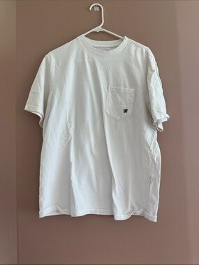 Aime Leon Dore White Pocket Tee with Small Embroidered Motif